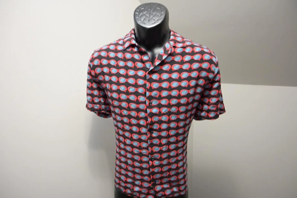 Camisa Hawaiana Topman Informal Abotonada Gafas de Sol Manga Corta Para Hombre Grande Corta Foto 3 de 4