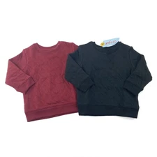 Cat & Jack Baby Boy Size 18M Quilted Pullover Sweatshirts 2 Pack Black/Maroon