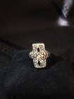 Antique 14K White Gold Filigree Ring with Natural Diamond and Sapphires — photo 1