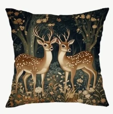 Deer Enchanted Forest Winter Christmas Throw Pillow Cover Holiday Home Decor