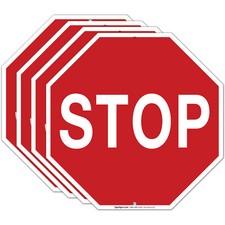 Stop Sign, Street Stop Sign, 4 Pack 12x12 Aluminum