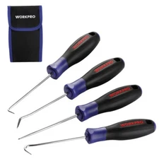 WORKPRO 4-Piece Precision Pick and Hook Set with Pouch 90-degree Pick Full Hook