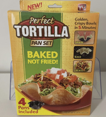 Perfect Tortilla Pan Set Non Stick Shell Salad Bowl Taco Mold Set Of 4 With Box