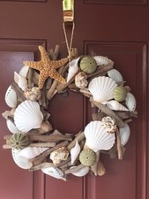 Beach Decor Handmade Seashell and Starfish Driftwood Wreath - Coastal Home Decor