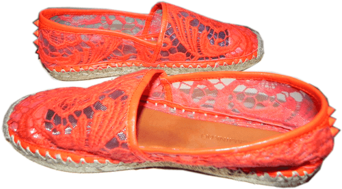 Rebecca Minkoff Red Genny Lace Espadrilles 8.5 Flat Shoes Macrame Ballet Spike - Foto 4 di 7