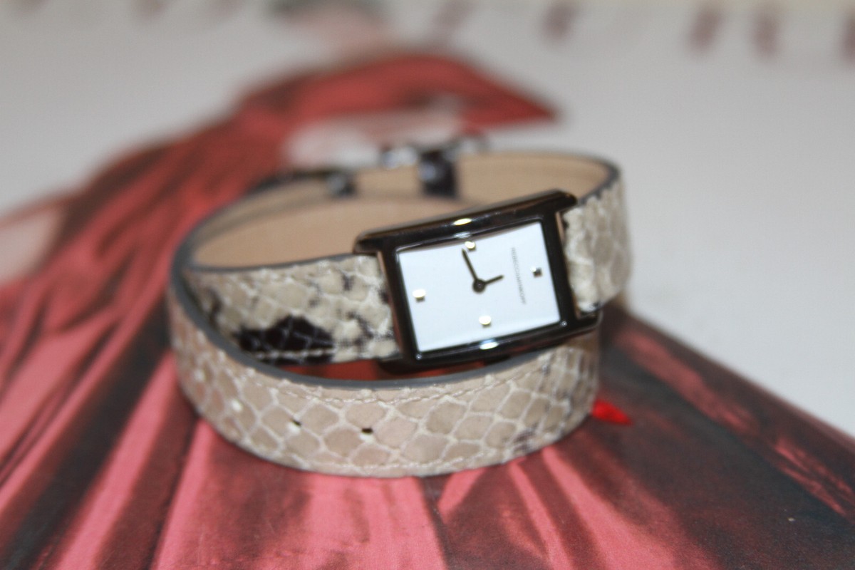 Rebecca Minkoff Moment Double Wrap Snake Print Leather Watch  display picture 2
