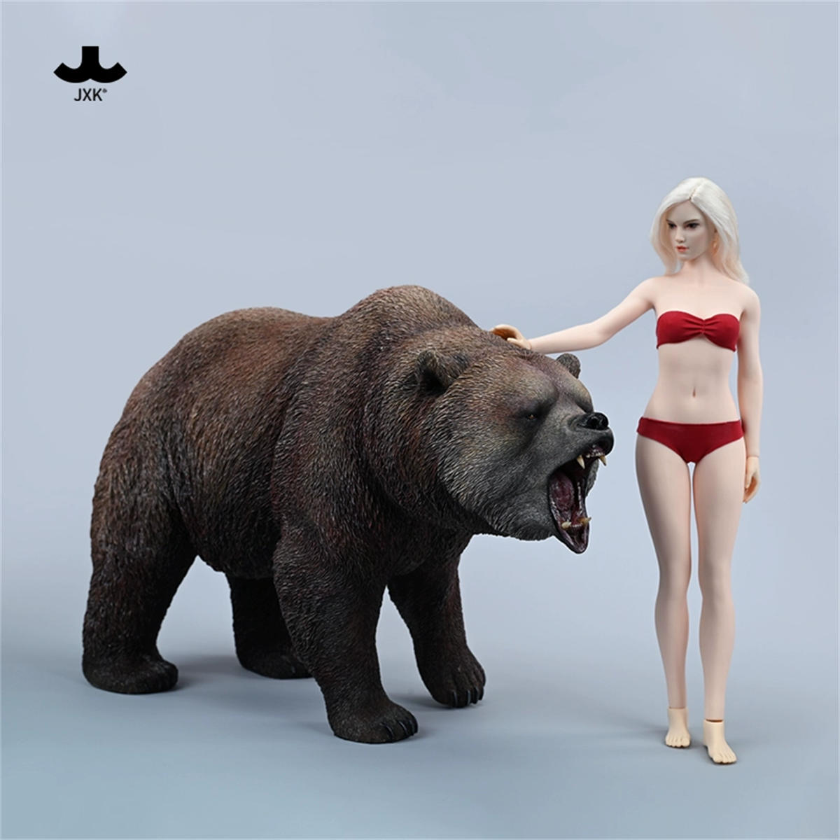 JXK 1/6 Brown Bear 2.0 Model Grizzly Bear GK Animal Figure Decor
