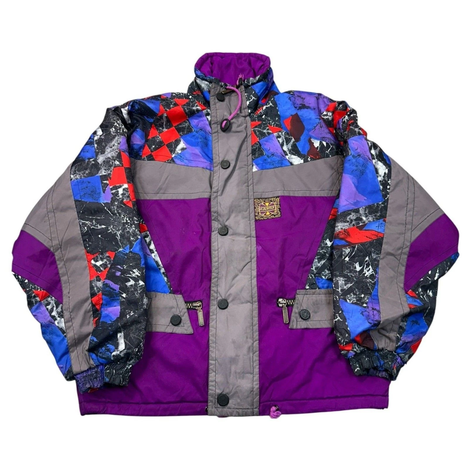 Vintage Kaama Ski Jacket Snow Apres Retro Neon 90s Multicoloured Mens Large