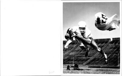 UOP Football Player Tackling Position B+W Found Photo VB222
