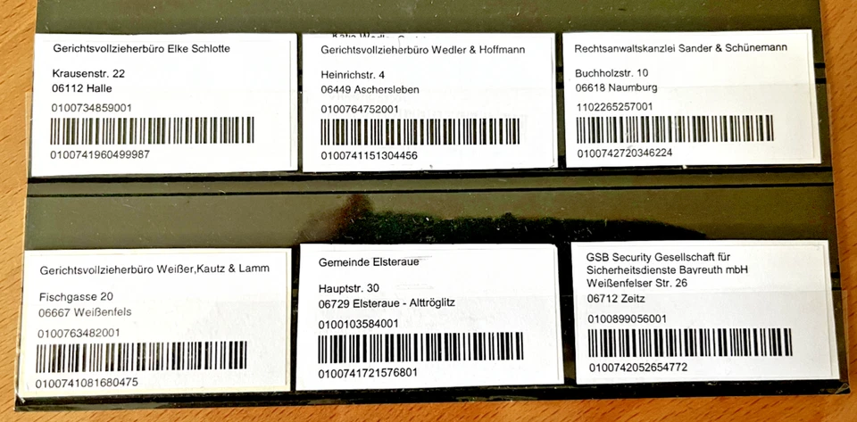 Lot der Privatpost Anbieter - Label / Logo von Firmen der MZZ Halle !!!  - Bild 1 von 1