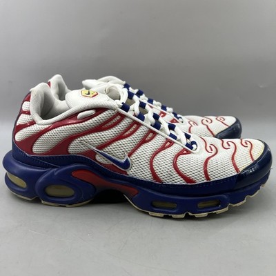 Nike Air Max Plus USA Running Shoes Men Size 9 White Red Blue Comfort Sneakers