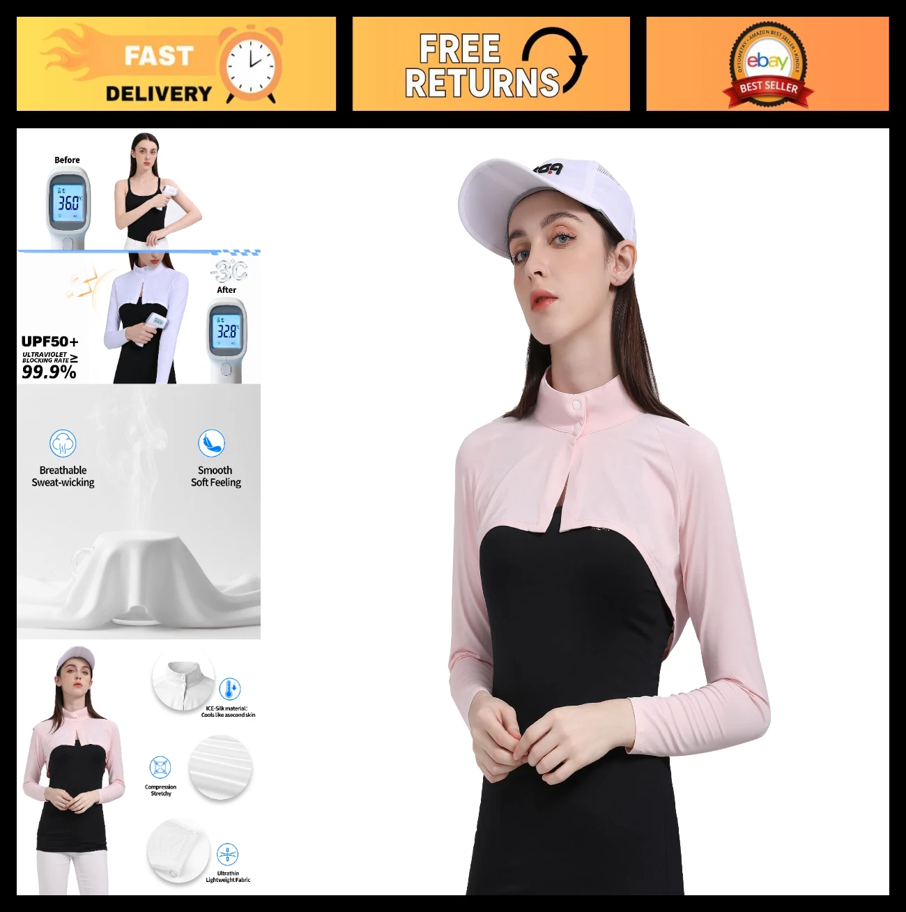 UV Protection Cooling Shawl Arm Sleeves for Women, Long Sleeve Shrug with Button
Opens in a new wind
