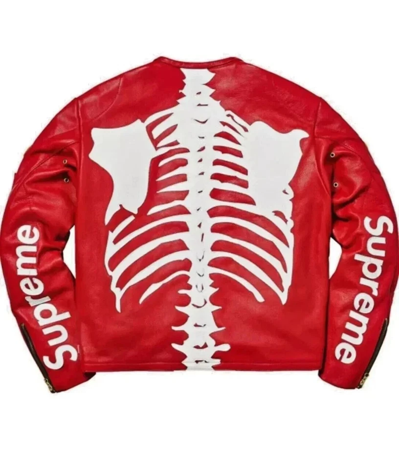Supreme x Vanson Leathers Red Skeleton Racing Jacket - Image 4 of 4