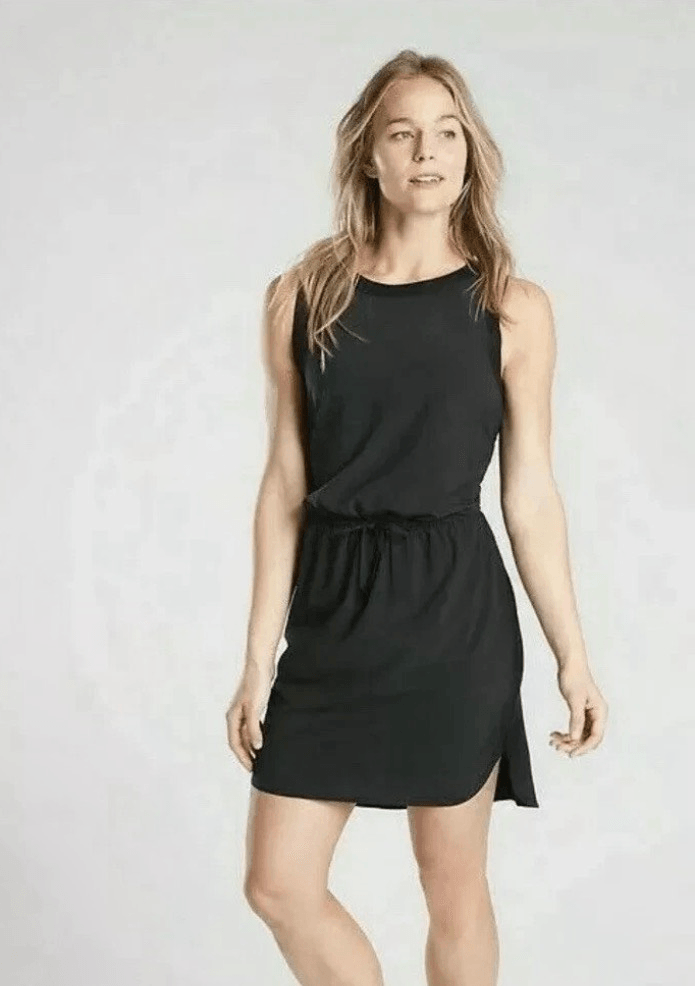 Athleta Rincon Dress Black XS Comfort Casual Featherweight Travel #780