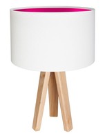 Tischleuchte Jerry Weiß Pink Dreibein Stoff Schirm 46Cm Hoch Nachttischlampe