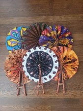 Set Of 6 African Folding Fans made in Ghana