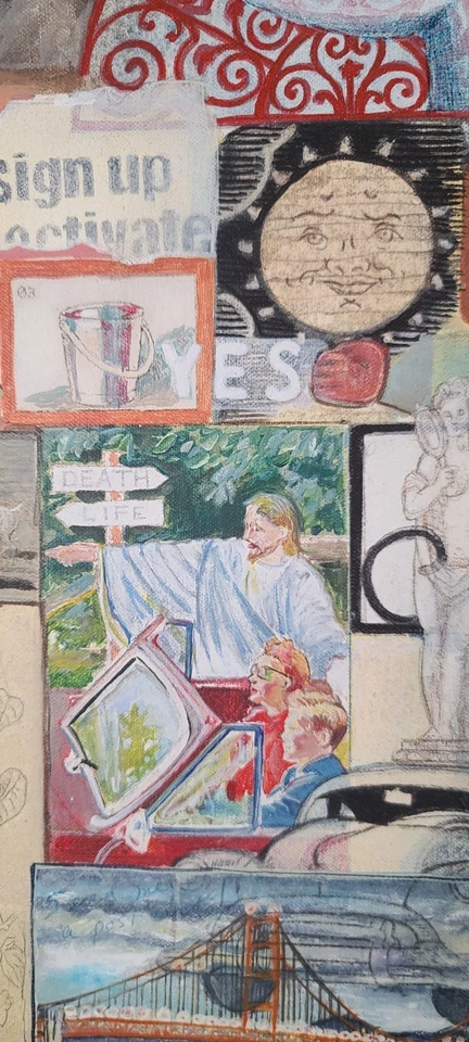 “魔鬼之友” | Marnie Spencer (2005) | 原版 19x19 油画艺术 — 第 4/4 张图片