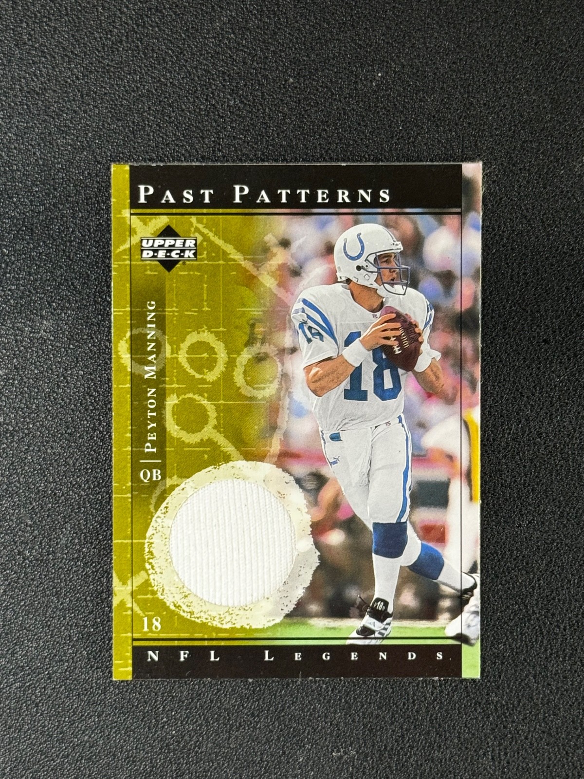 2001 Upper Deck Legends Past Patterns Peyton Manning Game Used Jersey #1 Colts