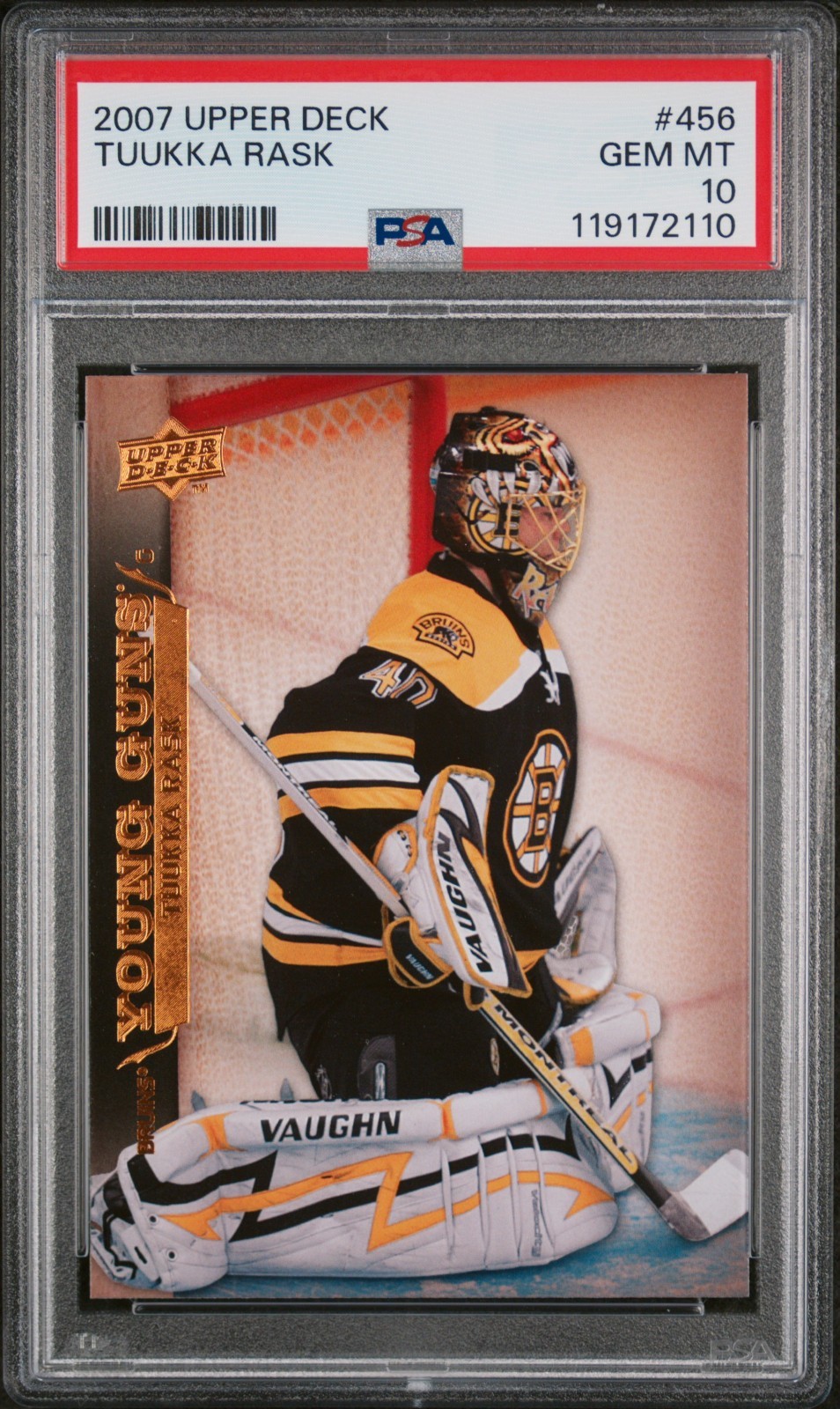 2007-08 Upper Deck Young Guns #456 Tuukka Rask PSA 10 GEM MINT RC ...