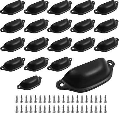 20Pcs Antique Cup Drawer Pulls, Black Bin Cup Pulls Knobs, Cabinet Pull Handles 
