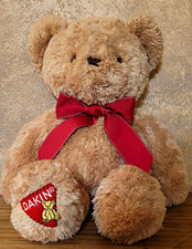 Dakin Teddy Bear Plush 21" Big Lots Tan Brown Red Bow Heart Foot Patch