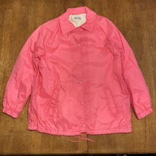 Vintage 80s Windbreaker Jacket Snap Up Pink Women s Fits Size Large