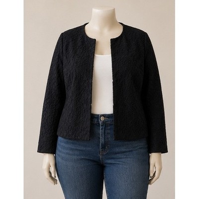HUGO BOSS Jileky1 Womens 14 Black Textured Jacket Floral Lace Office Career