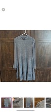 Ann Taylor Gray Long Sleeved Tiered Dress - Size Medium