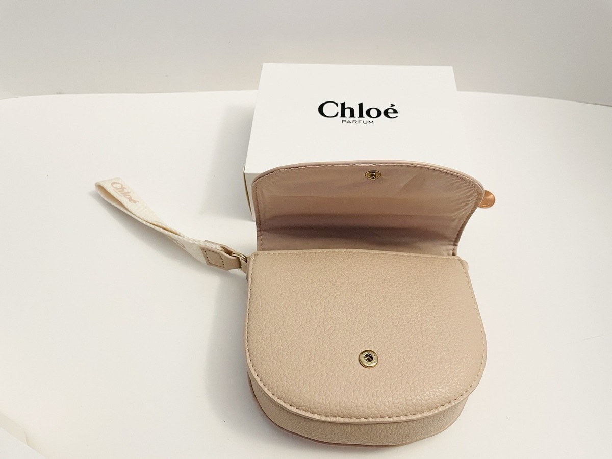 Chloé Parfum VIP Customer GWP Beige Leather Wristlet Bag with Logo