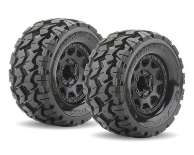 Jetko Tomahawk Extreme Reifen auf schwarzen 2.8 Felgen JK2801CB Traxxas Rustler 