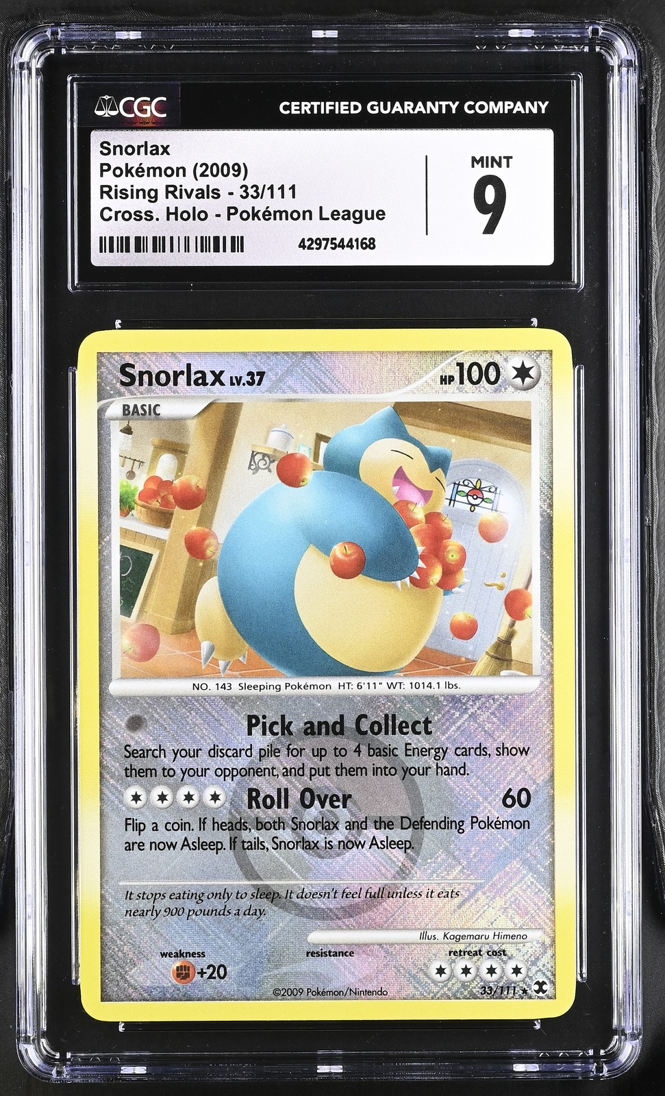 CGC 9 Pokemon TCG 2009 Rising Rivals #33/111 Snorlax