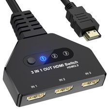 HDMI Switch 3 in 1 Out, 4K 60hz HDMI Splitter, 3 Way HDMI Switcher Supports F...