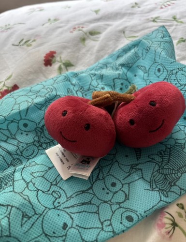 1 Pair JELLYCAT Fruit 10cm Red Cherry Plush Toy tags+dust bag new - Picture 3 of 4