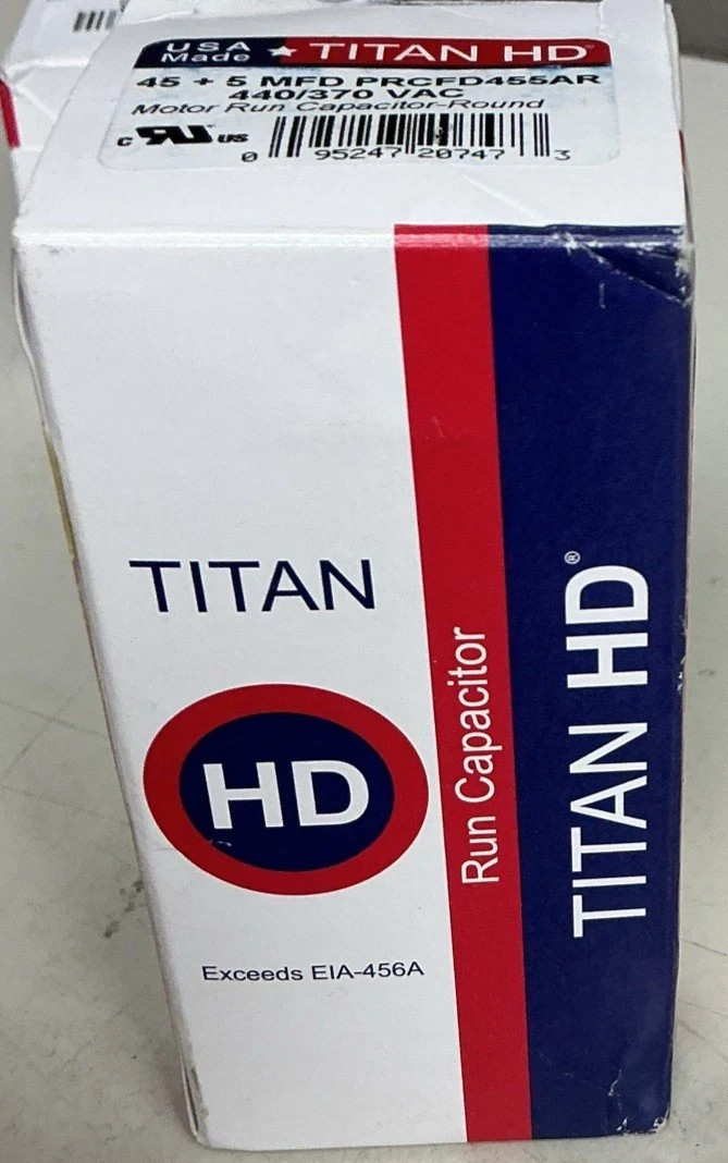 TITAN HD45+ 5 MFD 440V/370V Round Run Capacitor PRCFD455AR
