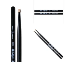VIC FIRTH BLACK  5A  American Classic  Hickory Drumsticks One Pair BLACK