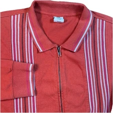 Urban Outfitters Men’s Large Retro Knit Zip-Up Jacket Burnt Orange Stripe Shaket