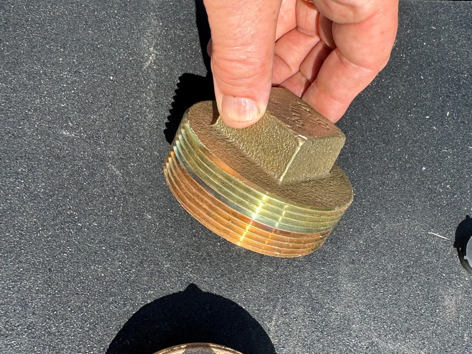 LOT { 2} * RED Brass pipe 3" Cleanout/Plug Threaded Brass Square Head Heavy Duty - Image 2 of 4