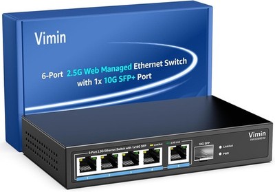 VIMIN 5-Port 2.5G Base-T Smart Web Ethernet Switch Managed mit 10Gbps SFP-Port