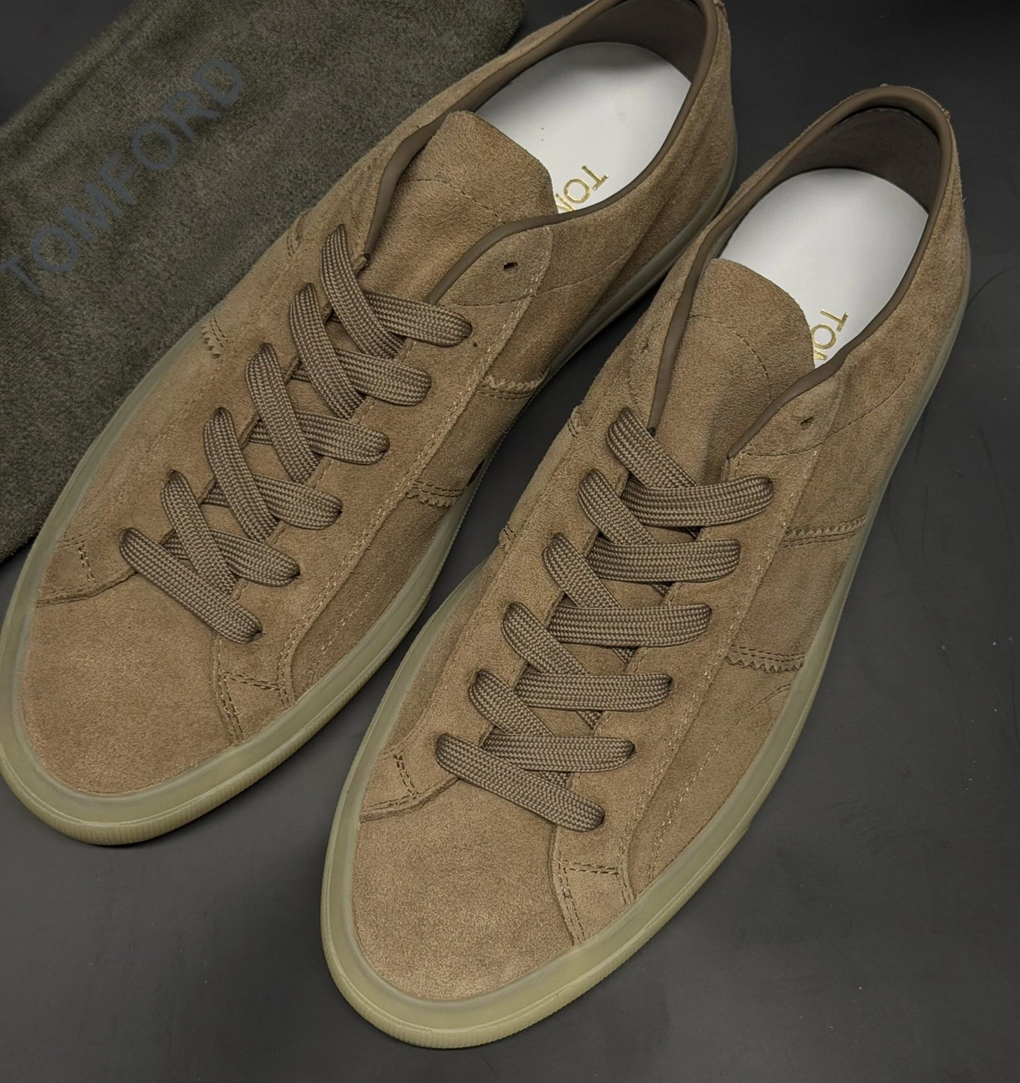 Tom Ford — Tom Ford Cambridge Suede Shoes Men’s Size 11 EU 44 Taupe Brown Classic Sneaker