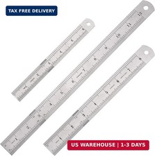 Elisel 3 PCS Stainless Steel Ruler Set with Inch and Metric Graduation, 12 Inch,