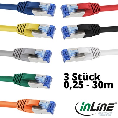 3 x Cat.6A Patchkabel S/FTP halogenfrei 8 Farben 14 Längen Netzwerk Ethernet DSL