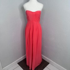 Parker Strapless Silk Bayou Maxi Dress Coral/Orange Size XS