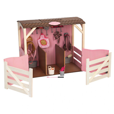 Pferdestall Spielzeug mit Zubehör Kinder Holz Spielset Our Generation rosa Mädchen