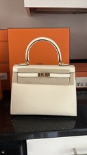 Hermes Kelly 25 Sellier Nata Epsom Gold Hardware Leather Handbags
