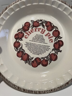 Vintage Royal China Country Harvest Pie Plate Cherry Pie Recipe 1983