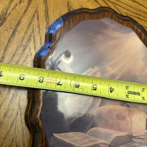 Grazia 11,5x8,6 Arte Vecchio Prega il Nostro Pane Quotidiano e Bibbia Cornice Legno - Foto 3 di 6