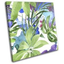 Botanical Monstera Colourful Floral SINGLE CANVAS WALL ART Picture Print