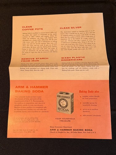 Teach Personal and Home Care Arm and Hammer Baking Soda 1960 Vtg Ephemera - Picture 3 of 3