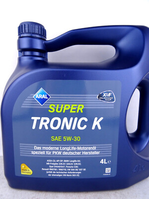 Aral Motoröl Super Tronic K 5W30 LL 5W-30 MB Opel VW Porsche Renault 4Liter 
