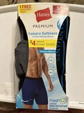 New Mens Boxer Briefs Luxury Soft Tagless Fresh IQ HANES 4 Pack Small 28-30"